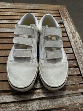 Vans White Velcro Sneakers - Casual Everyday Shoe